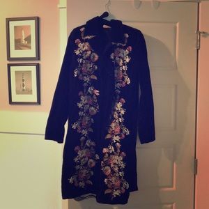 Johnny Was Embroidered Brushed Velour Coat
